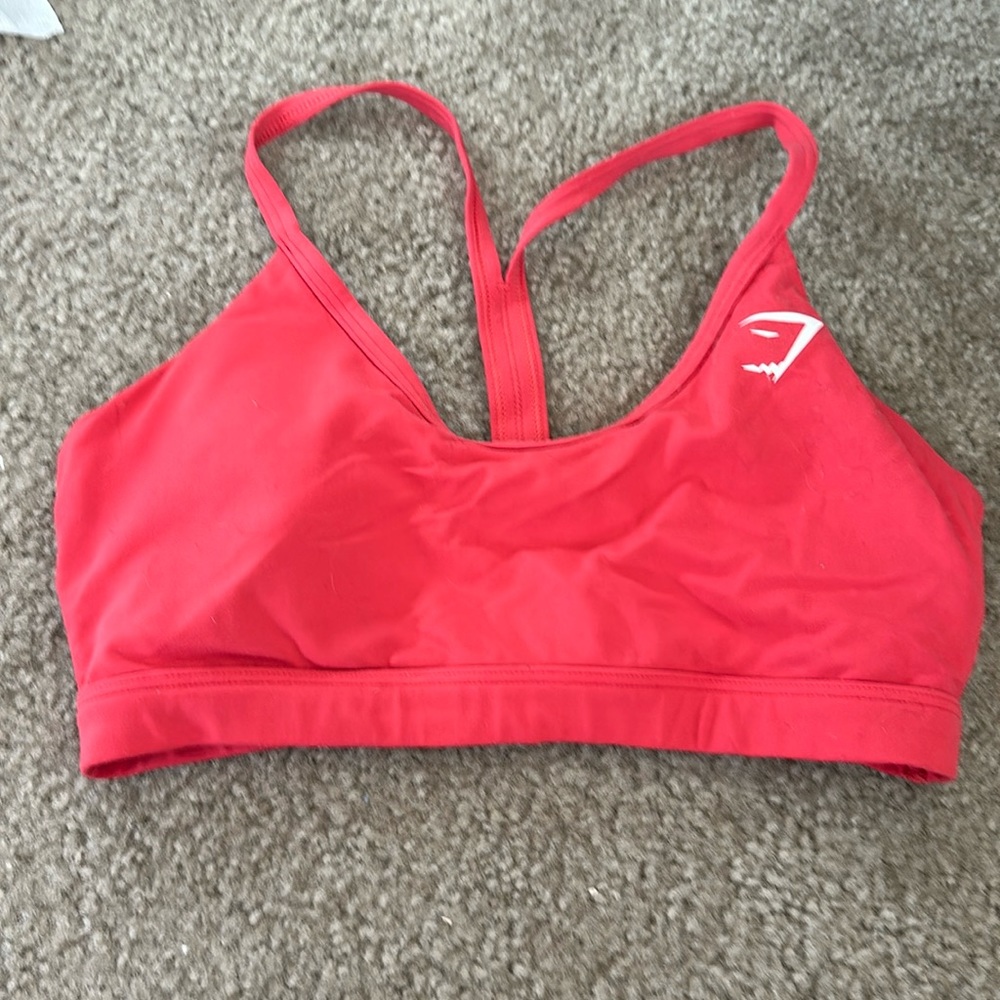 Gymshark V-neck training  sports bra, size small, red